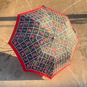 Ralfeaux Vintage Floral Umbrella with Red and Blue Design